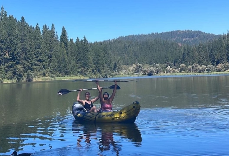 Friends kayaking