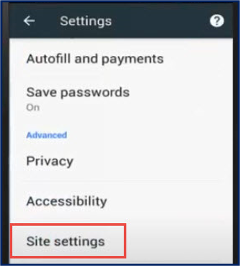 Chrome site settings