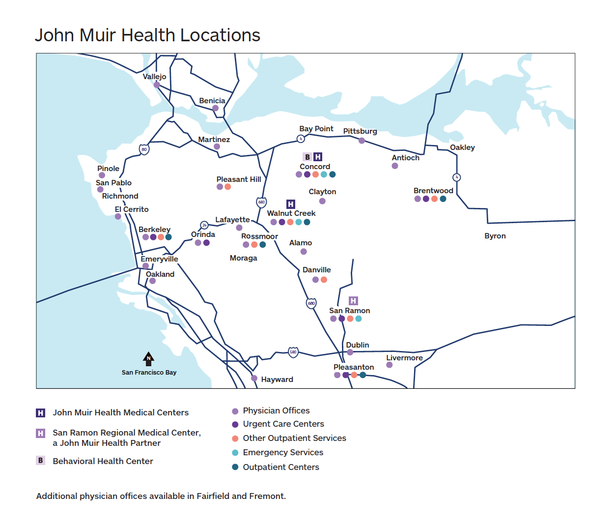 map of John Muir Health locations