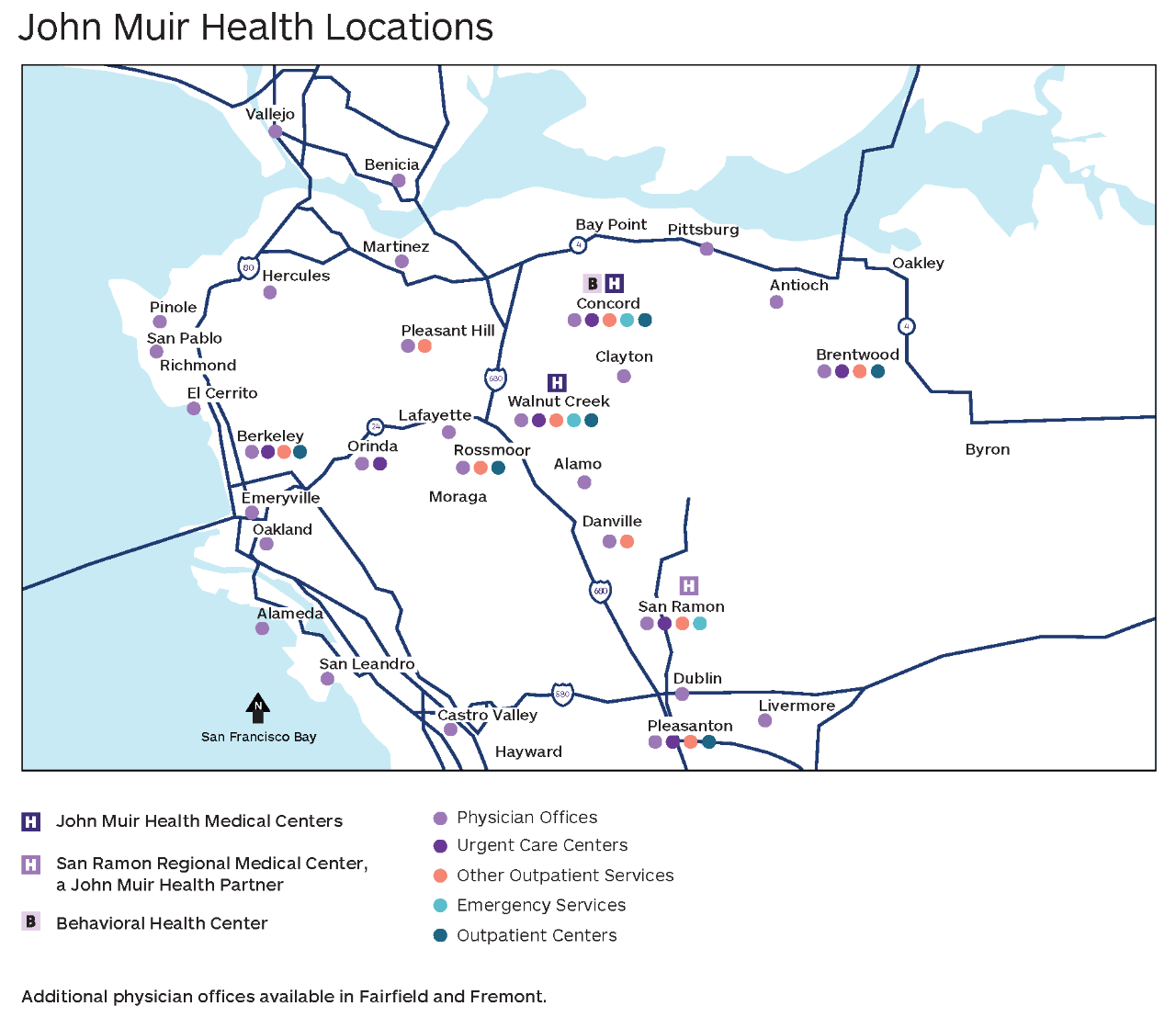 map of John Muir Health locations