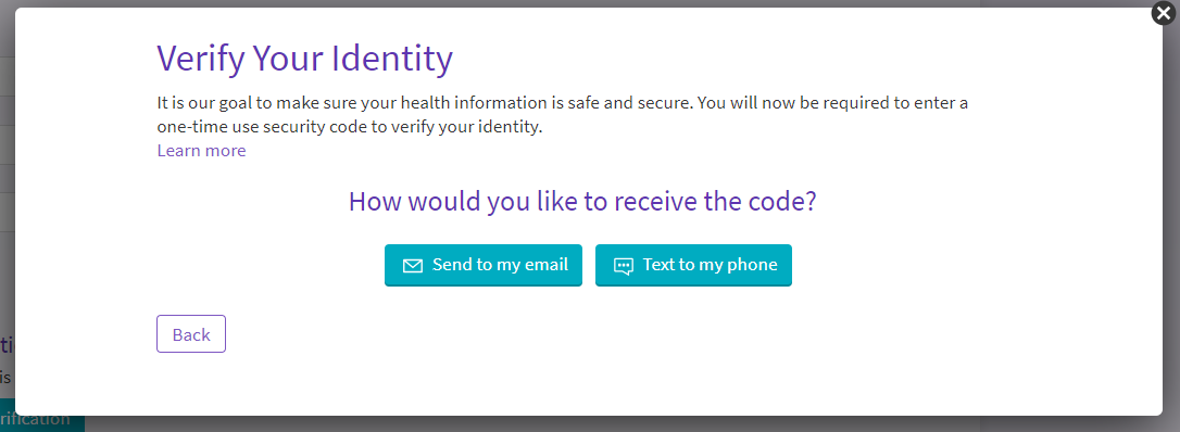 verify your identity select notification type screen