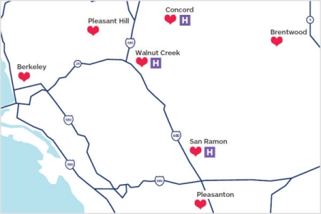 heart and vascular location map